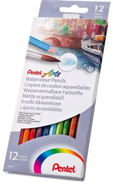 Pentel - Arts creioane acuarelă colorate, 12 culori