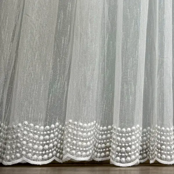Perdea Ariel tip IN Brodat, Ivoire, 140cm latime x 260cm inaltime, cu rejansa pt bara