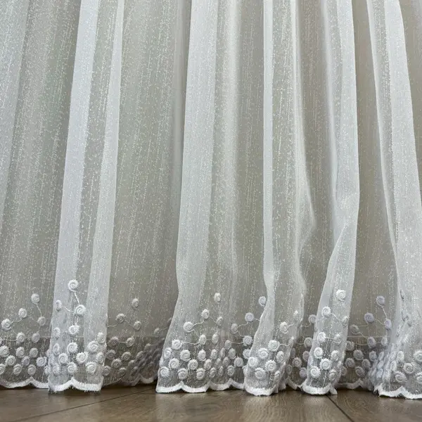 Perdea Dolce tip IN Brodat, Alb, 140cm latime x 260cm inaltime, cu rejansa pt bara