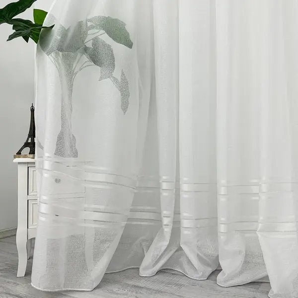 Perdea Lines tip IN plin, Alb, 140cm latime x 260cm inaltime, cu rejansa pt bara