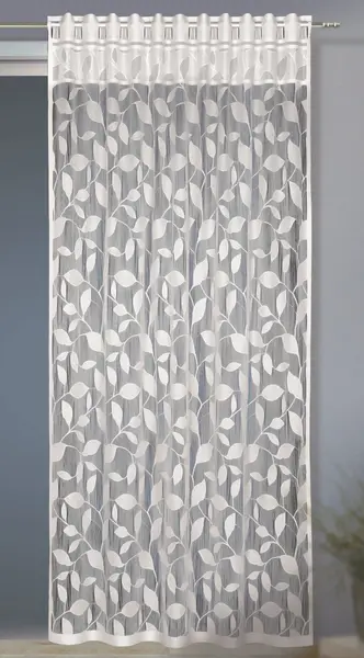 Perdea living, Freddy, pentru prindere pe teava, L140cm x H245, alb