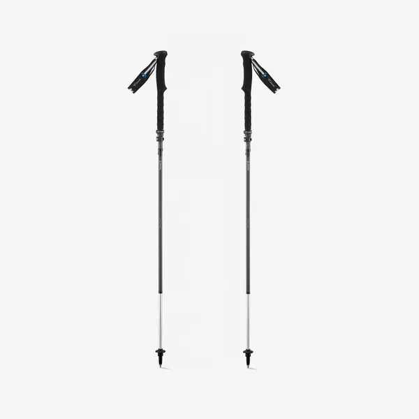 Pereche de bețe de trekking compacte din carbon, Sprint negru