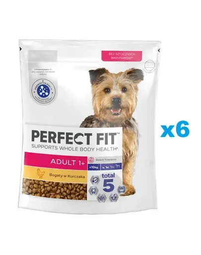 PERFECT FIT Adult 1+ hrana caini rase mici 6x825g cu pui