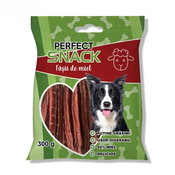 Perfect Snack, recompense delicioase pentru caini, Fasii de miel , 300 g