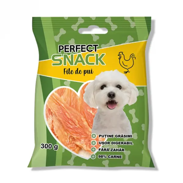 Perfect Snack, recompense delicioase pentru caini, File pui, 300 g