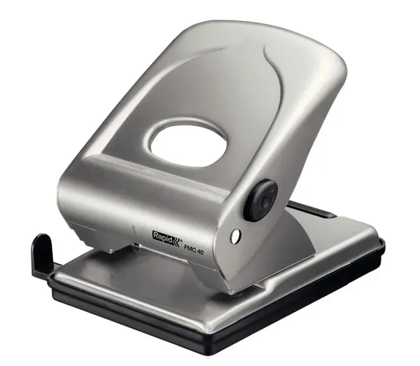 Perforator argintiu metalic 2 perforatii 40 coli Rapid Perforator argintiu metalic 2 perforatii 40 coli Rapid