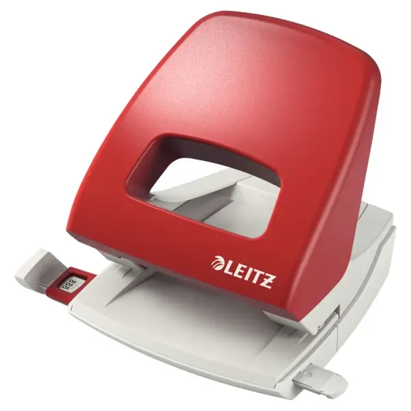 Perforator din plastic 2 perforatii 25 coli Leitz diverse culori Perforator din plastic 2 perforatii 25 coli Leitz diverse culori rosu