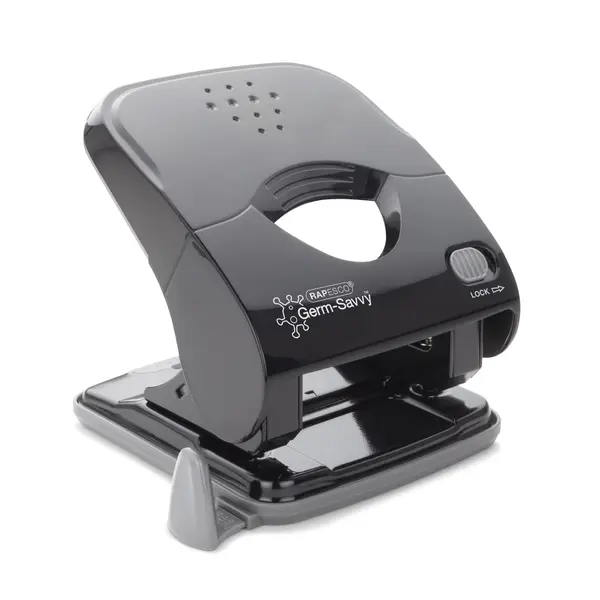Perforator negru metal si plastic reciclat 2 perforatii 40 coli Rapesco Eco X5 Perforator negru metal si plastic reciclat 2 perforatii 40 coli Rapesco Eco X5