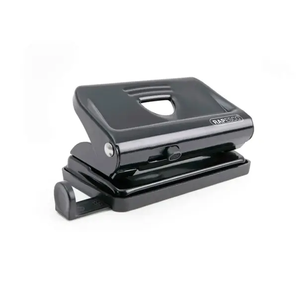 Perforator negru metalic 2 perforatii 12 coli Rapesco Perforator negru metalic 2 perforatii 12 coli Rapesco