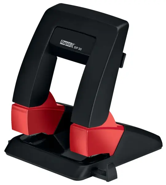 Perforator negru rosu metalic 2 perforatii 30 coli Rapid Perforator negru rosu metalic 2 perforatii 30 coli Rapid