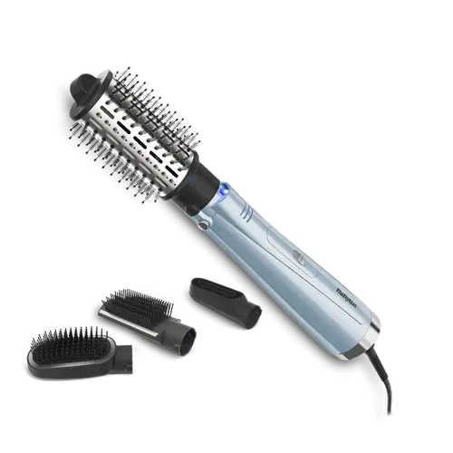 Perie cu aer cald BaByliss Hydro Fusion Big Hair AS774E, 1000W, Tehnologie cu Plasma, 3 trepte de temparatura, 4 accesorii (Albastru)