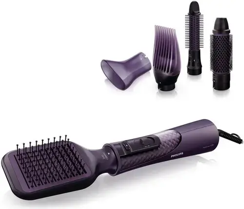 Perie cu aer cald Philips HP8656/00, 1000W, 4 accesorii (Mov)