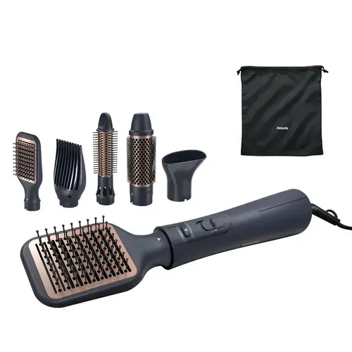 Perie cu aer Philips Series 5000 BHA530/00, 1000 W, 3 trepte de temperatura, Invelis Ceramic (Negru)