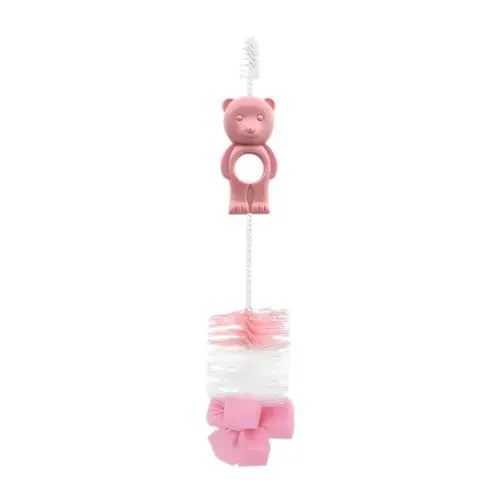 Perie de curatat biberoane, tetine si cani, Lorelli Bear Blush Pink