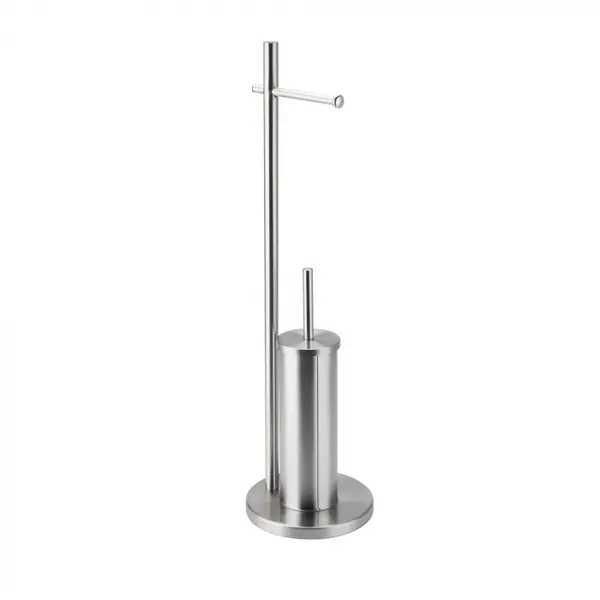 Perie WC cu suport hartie igienica din inox,argintiu,20x20x73 cm