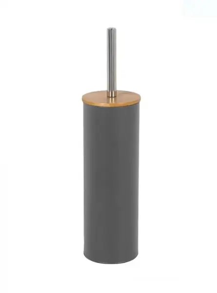 Perie WC cu suport, Metal,Gri inchis, 10x27cm