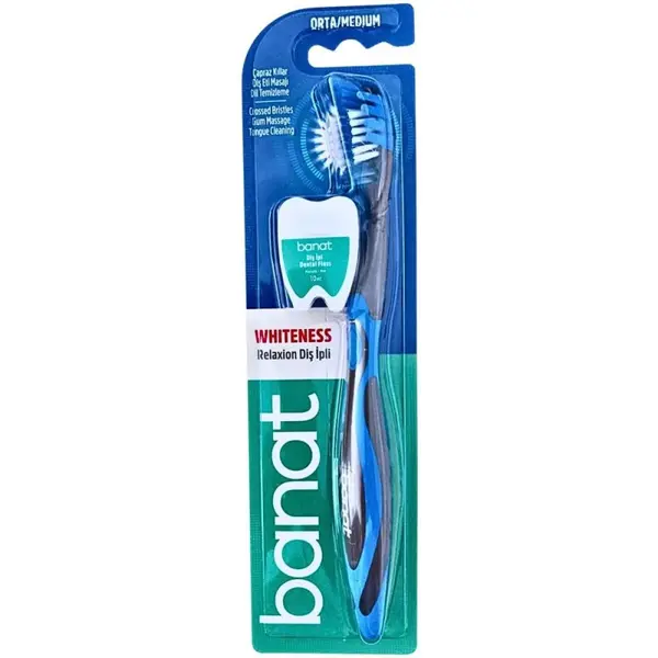Periuta de Dinti Banat Whiteness Relaxion Medium si Ata Dentara, 10 m
