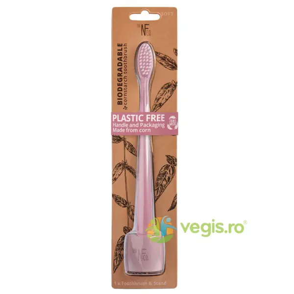 Periuta de Dinti Biodegradabila cu Suport Rose Quartz