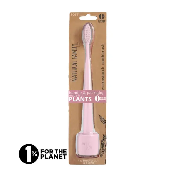 Periuta de dinti biodegradabila cu suport, Rose Quartz, Jack n' Jill