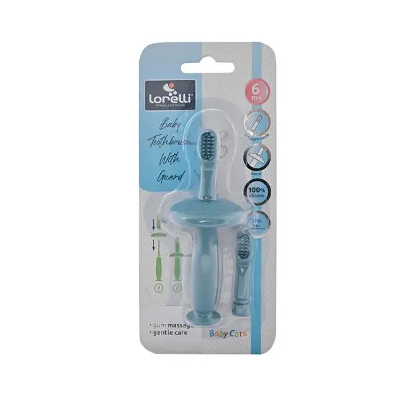 Periuta de dinti din silicon pentru bebelusi 6 luni+ Moonlight Blue
