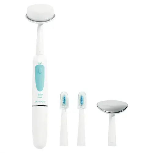 Periuta de dinti electrica 3 in 1 DomoClip DOS125, Cronometru 2 min, Accesoriu curatare faciala, Accesoriu masaj facial (Alb/Albastru)