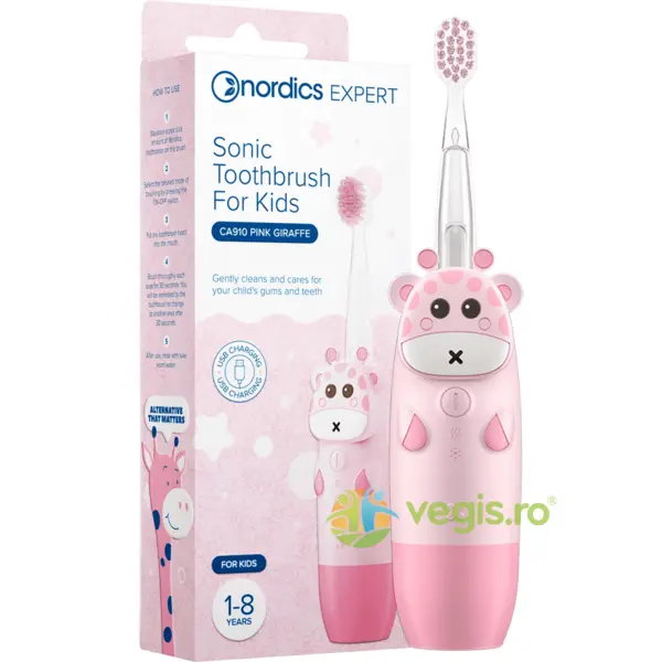 Periuta de Dinti Electrica pentru Copii 1-8 Ani Roz 1buc