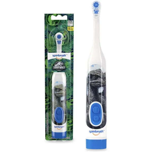 Periuta de Dinti Electrica pentru Copii, Spinbrush, Jurassic World, 3400 rotatii/min, Baterie Inclusa, Cronometru 2 min