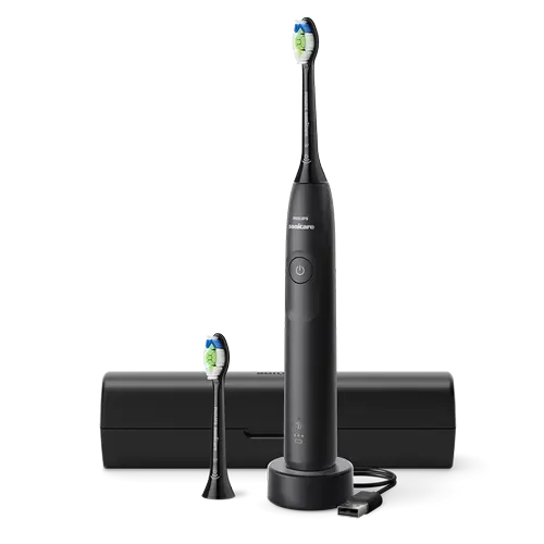 Periuta de dinti electrica Philips Sonicare 5300 HX7101/03, 2 viteze, 62000 miscari/minut, 2 capete incluse, Husa calatorie (Negru)