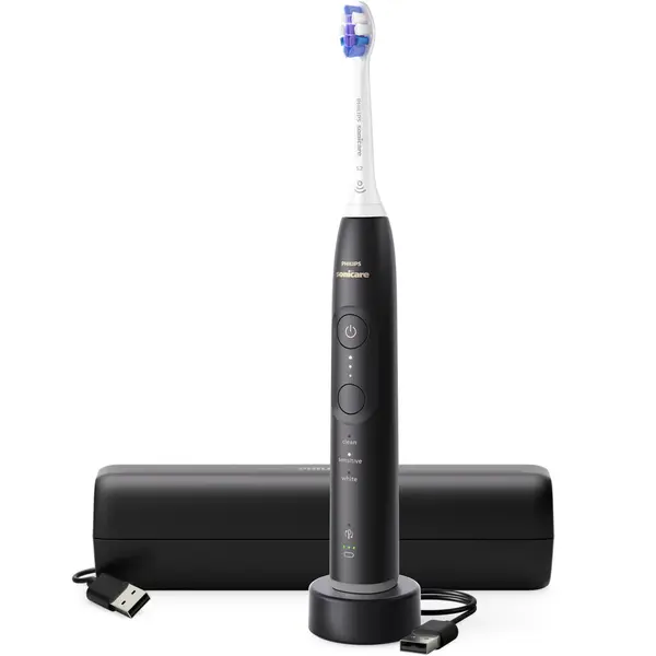 Periuta de dinti electrica Philips Sonicare 6500 HX7411/02, 62000 miscari/min, 3 moduri, 3 intensitati, Aplicatie smartphone, Alerta presiune, Memento BrushSync, 1 capat, Negru