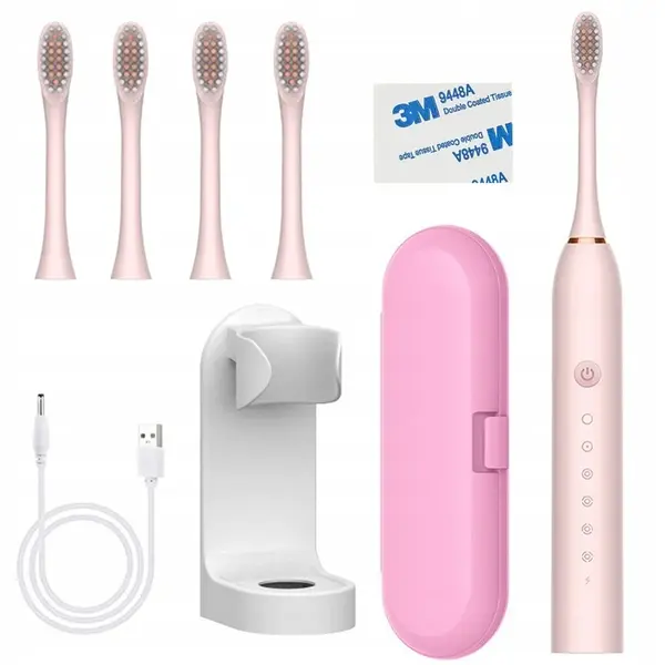Periuta de dinti electrica reincarcabila sonica, 42.000 miscari minut, 6 moduri smart de curatare cu temporizator, 4 capete de periuta inlocuibile,