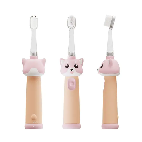 Periuta de dinti electrica Vitammy ePUPPY Roz pentru copii 0-6 ani, cu lumina LED, 24.000 de miscari sonice pe minut, 2 capete periuta incluse, 2 moduri de functionare si timer