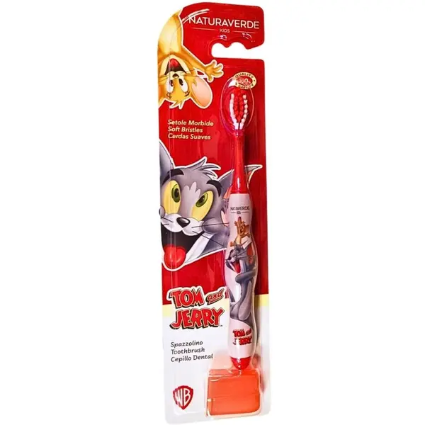 Periuta de Dinti Naturaverde Kids Tom & Jerry, pentru Copii, cu Peri Moi