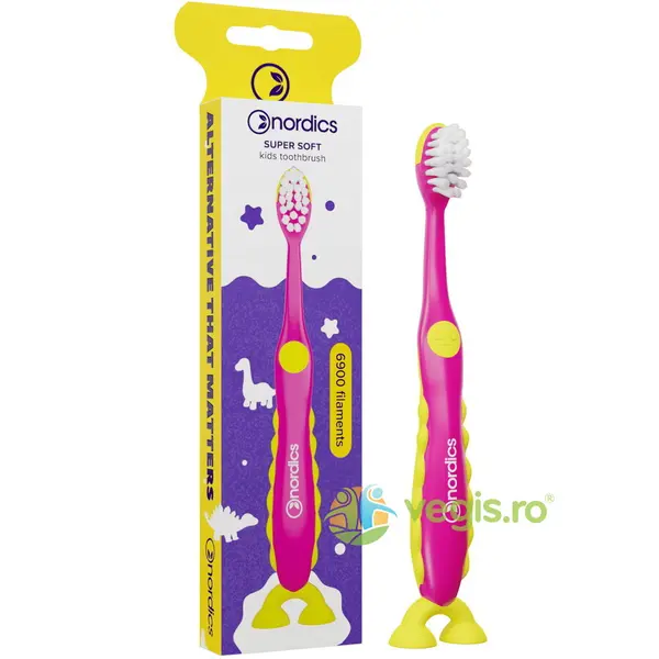 Periuta de Dinti Premium pentru Copii 6090 Filamente, Super Soft, Roz