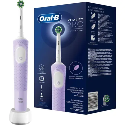 Periuta electrica Oral-B Vitality Pro D103, 3 Trepte de intensitate, 3 programe, Autonomie acumulatort28 min, 7600 pulsatii/min (Violet)