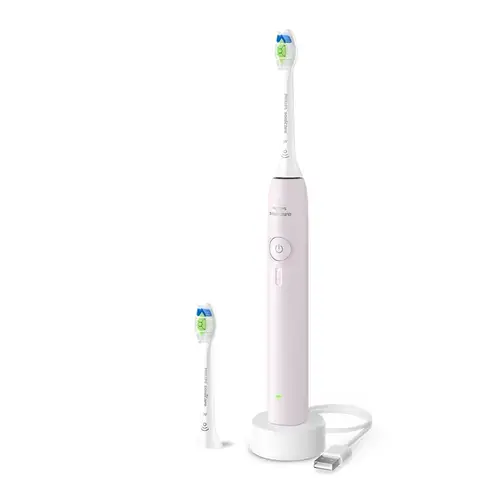 Periuta electrica Philips Seria 3100 HX4032/03, 3 viteze, SmartTimer si Quadpacer, 2 capete incluse, Autonomie pana la 14 zile (Roz)