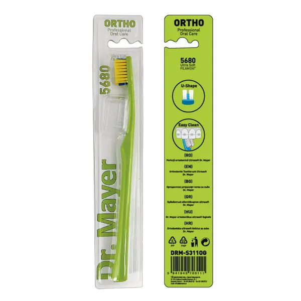 Periuta ortodontica Ultrasoft 5680, Verde, DRM-S311OG, 1 bucata, Dr. Mayer
