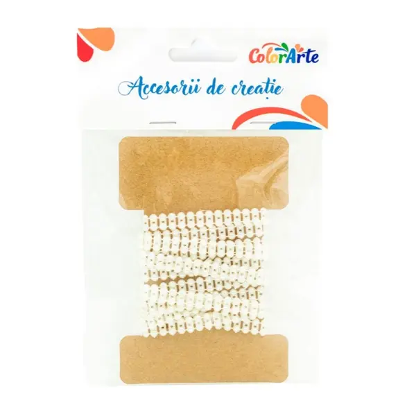 Perle tip snur pentru activitati crafts, alb, 0.8 cm x 1.5 m