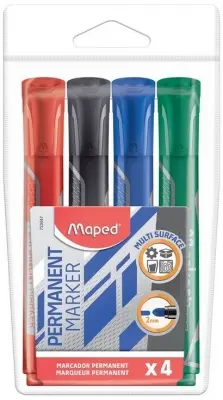 Permanent marker Maped Marker-Peps Jumbo varf rotund 4 culori/set
