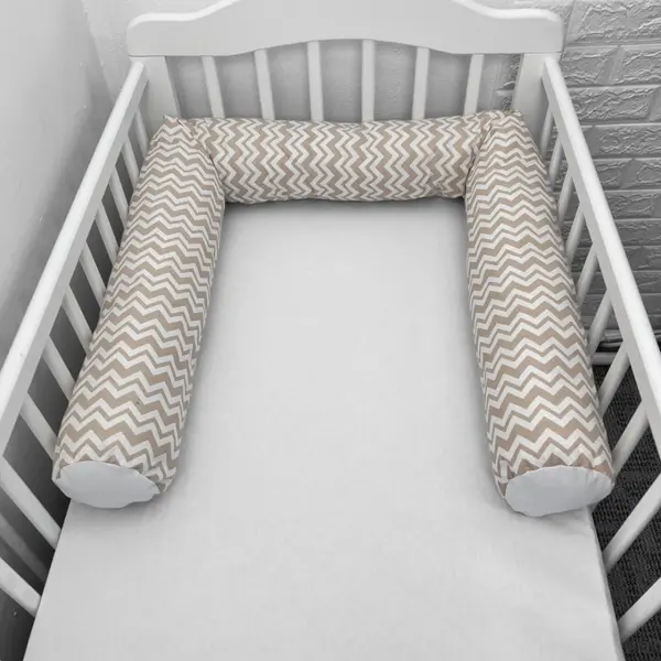 Perna bumper Deseda pentru pat bebe 180 cm zig zag bej