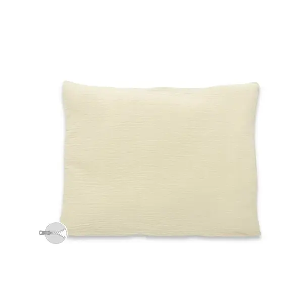 Perna clasica de dormit, Qmini, Cu husa detasabila cu fermoar, Din muselina dubla, 30x40 cm, Warm Beige