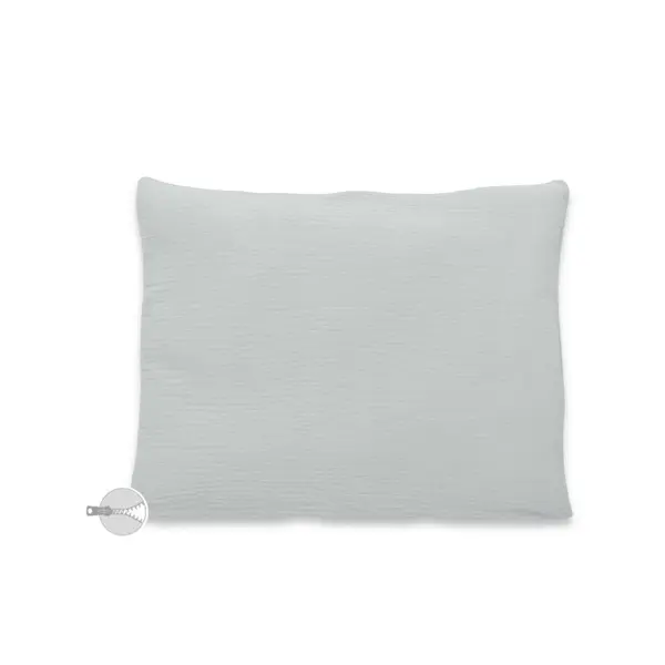 Perna clasica de dormit, Qmini, Cu husa detasabila cu fermoar, Din muselina dubla, 30x40 cm, Grey