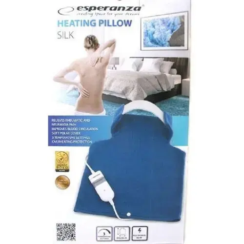 Perna cu incalzire electrica pentru spate si gat Esperanza EHB003, 3 setari temperatura, Husa protectoare din microfibra (Albastru)