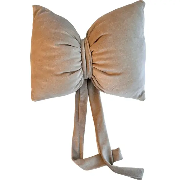 Pernă Fundă Bej, TWINDECO Velvet Beige Bow Cushion