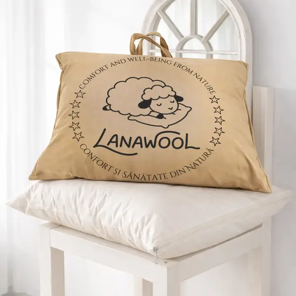 Perna Lana Merino 100% LanaWool 50x70 cm Fermitate Mica Moale 500 g Exterior Bumbac OekoTex Clasa 1 cu Fermoar, Alb 50x70 cm, Alb, Moale 500g