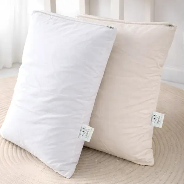 Perna Lana Merino 100% LanaWool 50x70 cm Fermitate Ridicata 900 g Exterior Bumbac OekoTex Clasa 1 cu Fermoar, Alb 50x70 cm, Alb, Ridicata 900g