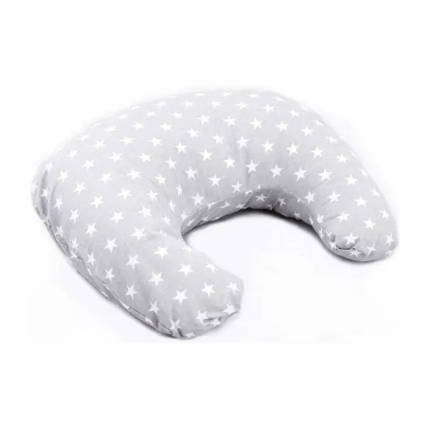 Perna pentru alaptat, Bocioland, Gray Stars, Cu husa detasabila, Din bumbac, 50x18 cm,