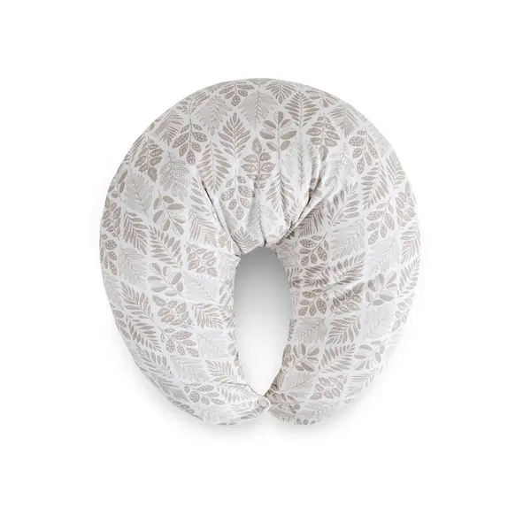 Perna pentru alaptat, Ceba Baby, Husa detasabila din bumbac, Cu puf siliconizat, 150x60x37 cm, Oeko-Tex Standard 100, Basic Brown Leaves