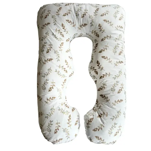 Pernă pentru Gravide 3 în 1 TWINDECO Maxim Frunze Maro, 100% BUMBAC ORGANIC