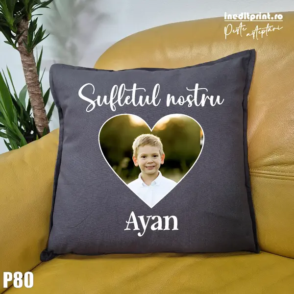 Perna Personalizata cu poza copii - P80 Gri