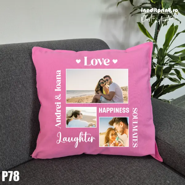 Perna Personalizata cu poze Cupluri - P78 Roz